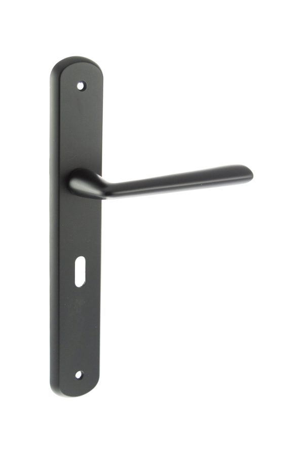 Forme Brigette Solid Brass Key Lever Door Handle on Backplate - Matt Black