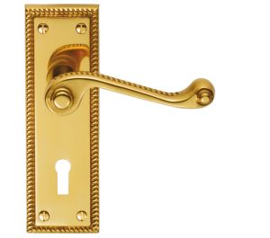 Georgian Polished Brass Door Handles (Sold In Pairs)