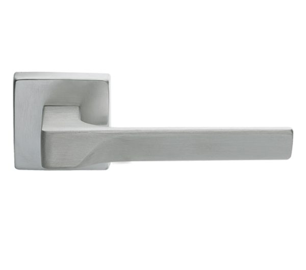 Manital Flash Door Handles On Square Rose, Satin Chrome (Sold In Pairs)