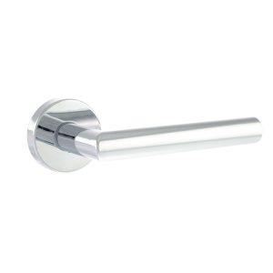 Forme Elle Lever Door Handle on Minimal Round Rose - Polished Chrome