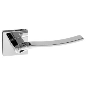 Forme Olimpia Lever Door Handle on Minimal Square Rose - Polished Chrome