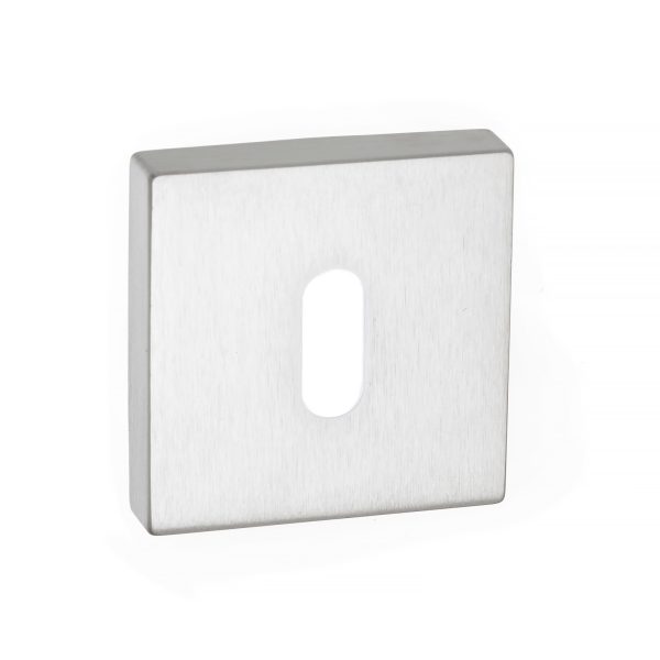 Forme Key Escutcheons on Minimal Square Rose - Satin Chrome