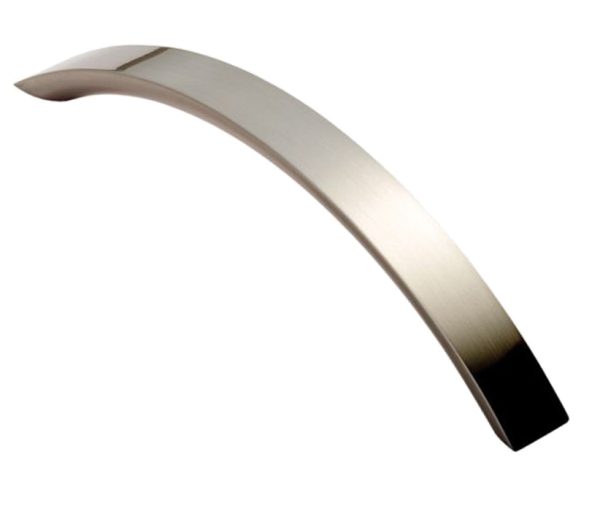 Fingertip Curved Convex Grip Cabinet Pull Handle (126Mm C/C), Satin Nickel