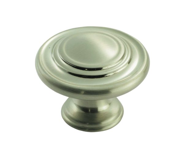 Fingertip Traditional Pattern Cupboard Knob, Satin Nickel