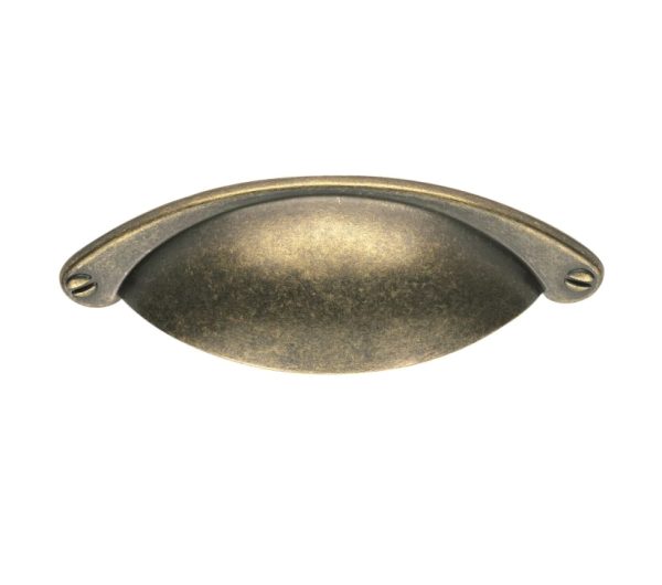 Traditional Cupboard Cup Pull Handle (64Mm C/C), Antique Brass