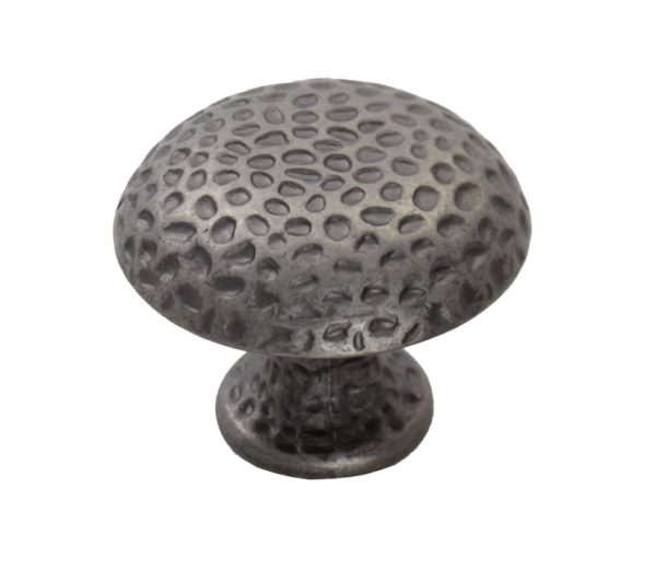 Fingertip Hammered Finish Cupboard Knob, Antique Steel