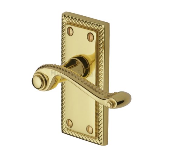 Heritage Brass Georgian Short Polished Brass Door Handles(Sold In Pairs)