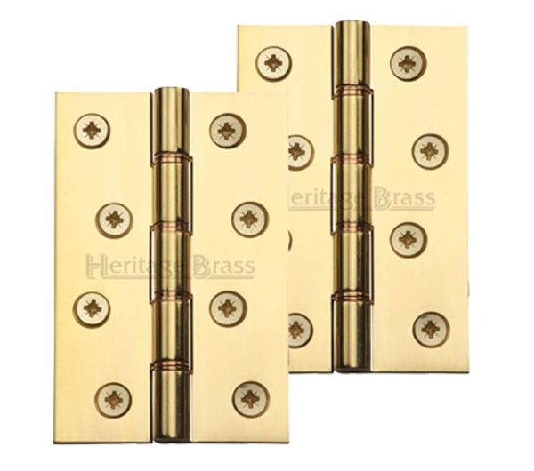 Heritage Brass 4" X 2 5/8" Heavier Duty Double Phosphor Washered Butt Hinges, Polished Brass - (Sold In Pairs)