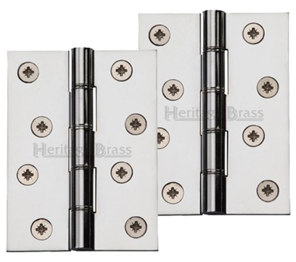 Heritage Brass 4 Inch Heavier Duty Double Phosphor Washered Butt Hinges, Polished Chrome - (Sold In Pairs)