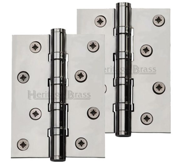 Heritage Brass 4" X 3" Ball Bearing (Steel Pin) Hinges, Polished Chrome - (Sold In Pairs)