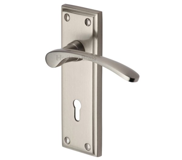 Heritage Brass Hilton Satin Nickel Door Handles (Sold In Pairs)