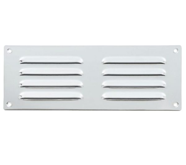 Hooded Louvre Brass Vent, Polished Chrome