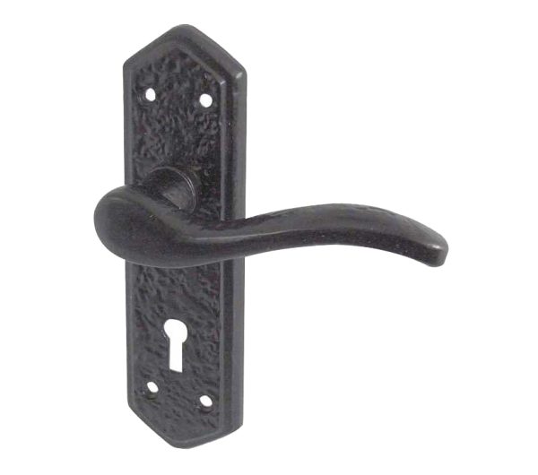 Wentworth Door Handles On Backplate, Black Antique (sold in pairs)