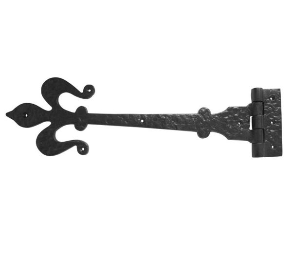 Frelan Hardware Fleur De Lys Working Hinges (400Mm), Black Antique (Sold In Pairs)