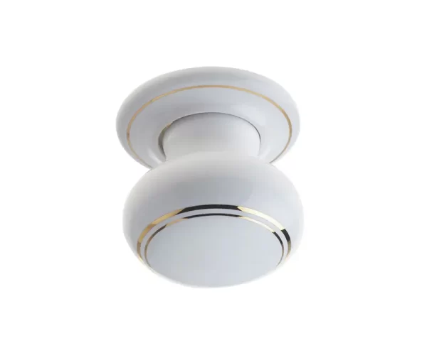 Porcelain Mortice Door Knob White & Goldline