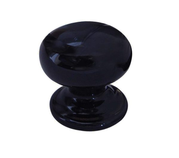 Porcelain Cupboard Door Knobs, Plain Black