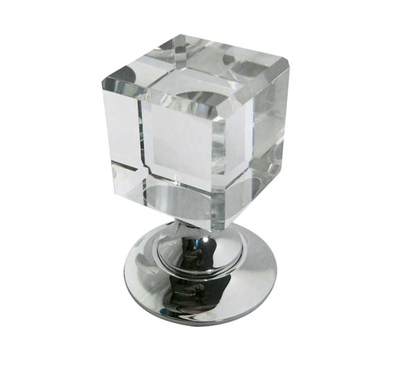 Frelan Hardware Cube Glass Mortice Door Knob, Polished Nickel (Sold In Pairs)