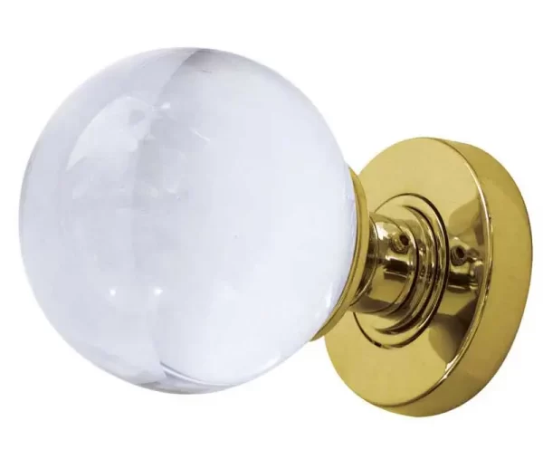 Plain Glass Mortice Door Knob Polished Brass