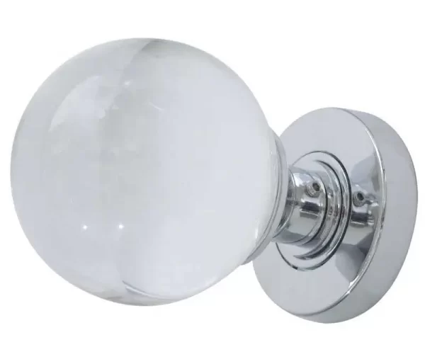 Plain Glass Mortice Door Knob Polished Chrome