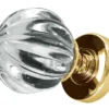 Pumpkin Glass Mortice Door Knob Polished Brass