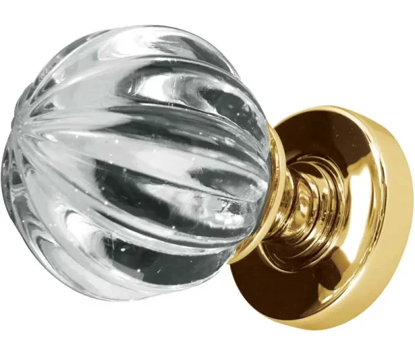 Pumpkin Glass Mortice Door Knob Polished Brass