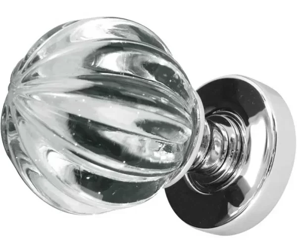 Pumpkin Glass Mortice Door Knob Polished Chrome