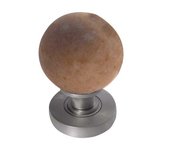 Sunset Red Marble Mortice Door Knob, Satin Chrome (sold in pairs)