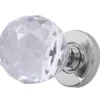 Faceted Glass Mortice Door Knob Polished Chrome