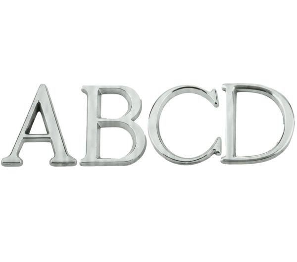 Pin Fix Letters (A-D), Satin Chrome