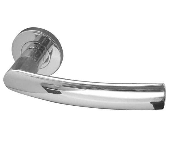 Luma Door Handle On Rose Grade 304 Polished Stainless Steel