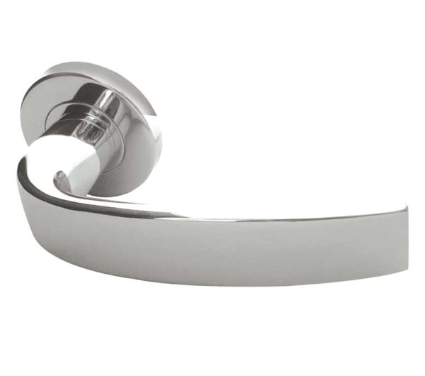 Frelan Hardware Nebula Door Handles On Round Rose, Polished Stainless Steel (Sold In Pairs)