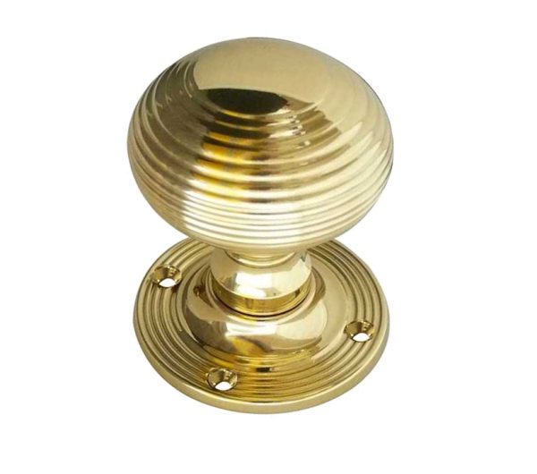 Reeded Mortice Door Knob Polished Brass