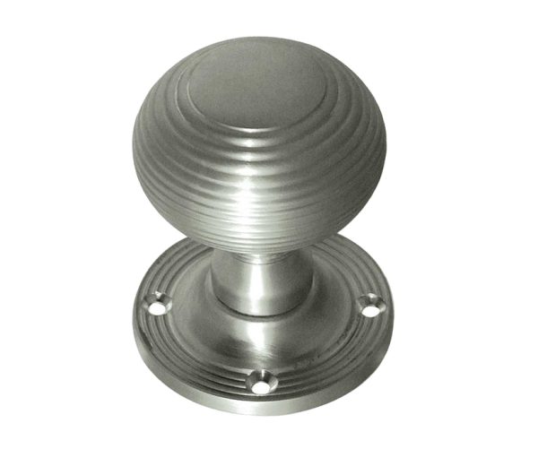 Reeded Mortice Door Knob Satin Chrome