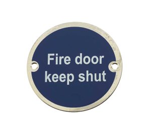 Frelan Hardware Fire Door Keep Shut Sign (75Mm Diameter), Polished Stainless Steel