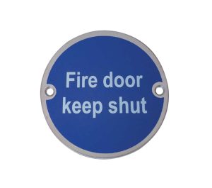 Frelan Hardware Fire Door Keep Shut Sign (75Mm Diameter), Satin Stainless Steel