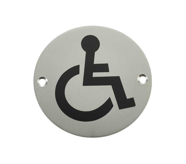 Frelan Hardware Disability Pictogram Sign (75Mm Diameter), Satin Aluminium