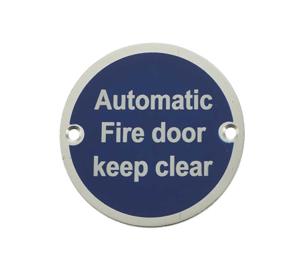 Frelan Hardware Automatic Fire Door Keep Clear (75Mm Diameter), Satin Aluminium