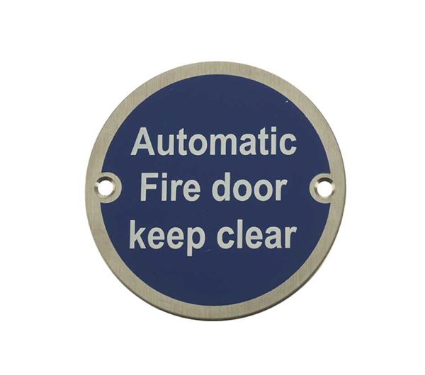 Frelan Hardware Automatic Fire Door Keep Clear (75Mm Diameter), Satin Stainless Steel