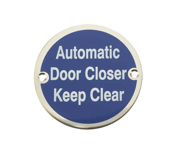 Frelan Hardware Automatic Door Closer Keep Clear (75Mm Diameter), Polished Stainless Steel