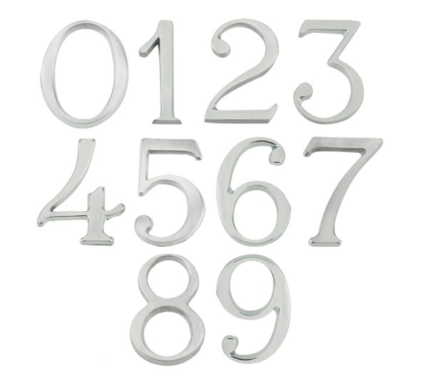 Pin Fix Numerals (0-9), Satin Chrome