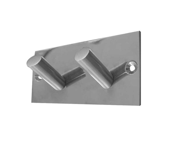 Frelan Hardware Double Robe Hook On Backplate, Satin Stainless Steel