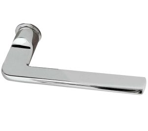 Frelan Hardware Reguitti Magro Door Handles On Minimal Round Rose, Polished Chrome (Sold In Pairs)