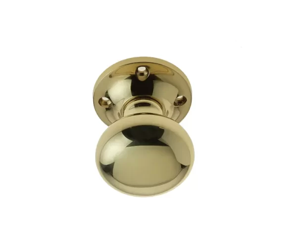 Mushroom Rim Door Knob Polished Brass