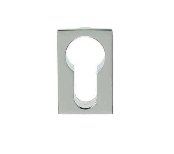 Minimal Rectangular Flush Euro Profile Escutcheon (25mm x 40mm), Polished Chrome