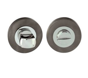 Frelan Hardware Bathroom Turn & Release (50Mm X 10Mm), Dual Finish Polished Chrome & Black Nickel