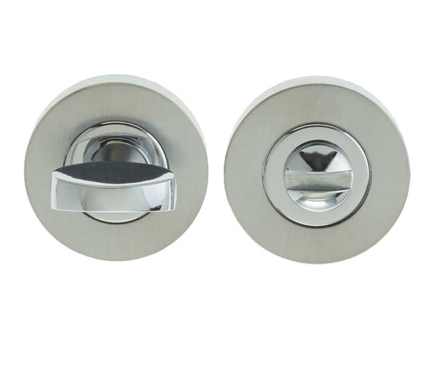 Frelan Hardware Bathroom Turn & Release (35Mm X 8Mm), Dual Finish Polished Chrome & Satin Chrome