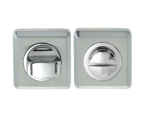 Frelan Hardware Square Bathroom Turn & Release (50Mm X 10Mm), Dual Finish Polished Chrome & Satin Chrome