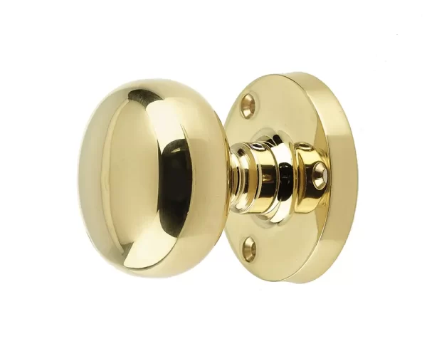 Mushroom Mortice Door Knob Polished Brass