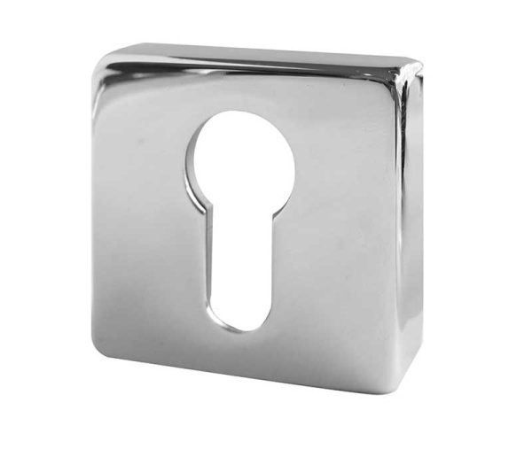 Frelan Hardware Rombo Euro Profile Square Escutcheon, Polished Chrome