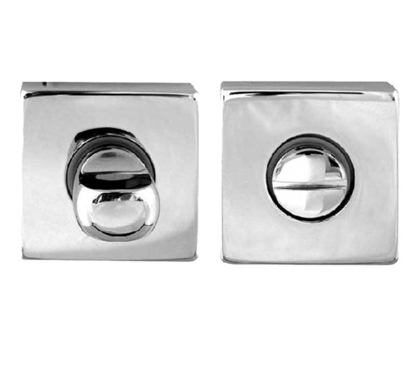 Rombo Square Bathroom Turn & Release (50mm x 10mm), Polished Chrome